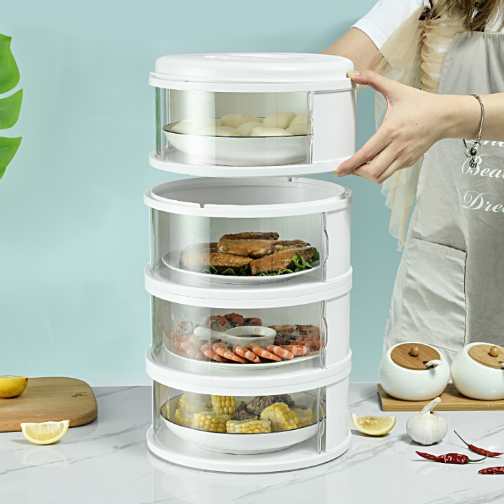 MMM Rak Tudung Saji Susun Penutup Penyimpanan Masakan Portable Makanan Lauk Buah Kue 4 Tingkat