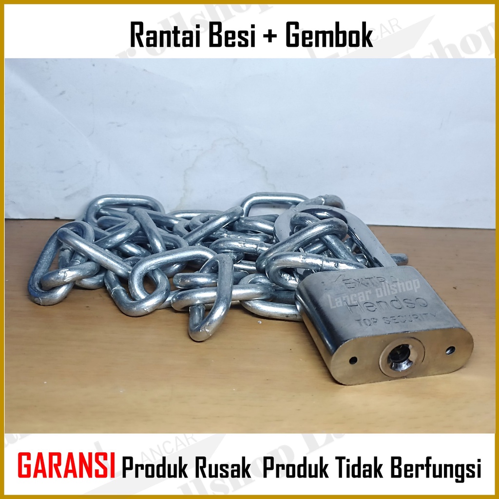 Gembok Rante Rumah Pagar Motor Sepeda / Kunci Rantai 3/16 Gembok 50 MM / Gembok Rantai Pintu Gudang