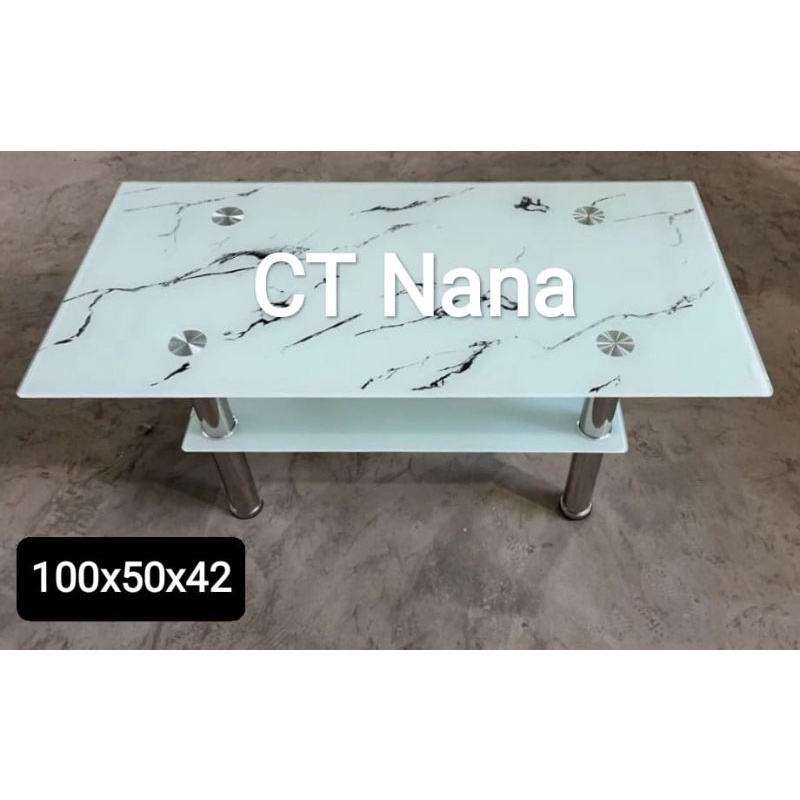 Meja Tamu Kaca / Coffe table motif Marmer Minimalis murah
