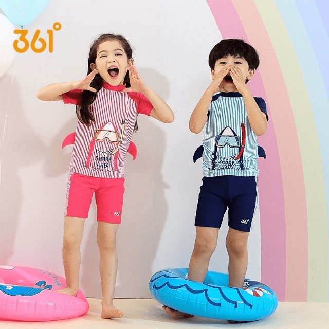 361 KIDS TWOPIECE pendek lengan pendek baju renang anak origianal lucu shark sea