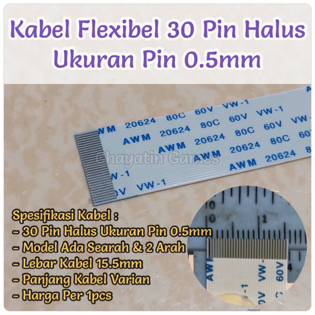 Kabel Flexibel 30 Pin Halus Panjang &amp; Model Sesuai Varian Yang Diorder Ukuran Pin 0.5mm