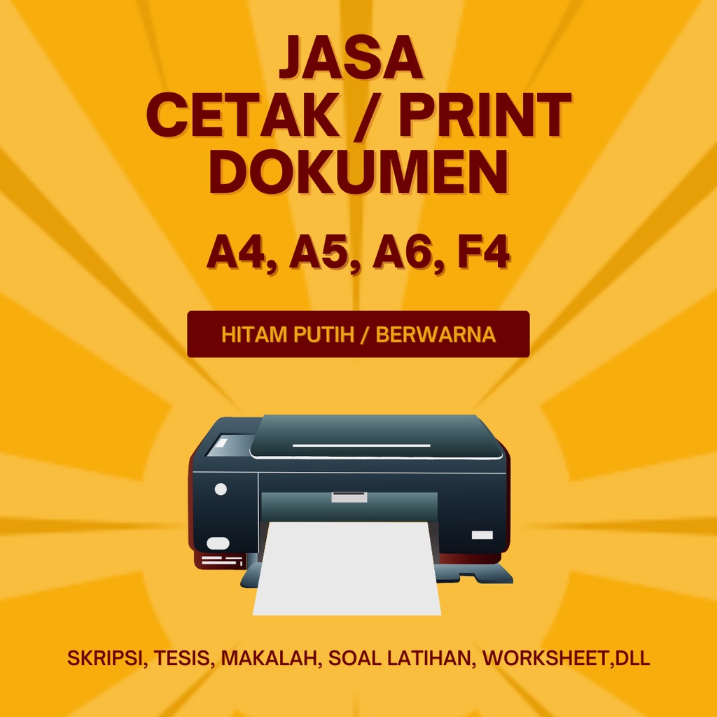 

CETAK PRINT DOKUMEN ONLINE kertas A4 & F4