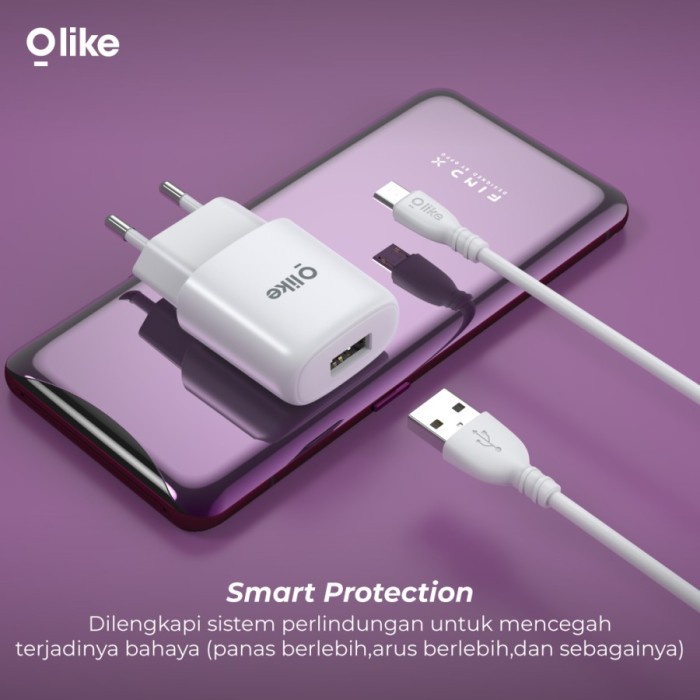 Olike C104 USB Adapter Kepala Charger 1.5A + Micro USB Cable Olike C104 Wall Charger 1.5A Power Adapter Quick Charging