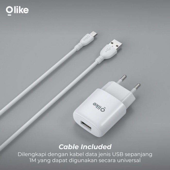 Olike C104 USB Adapter Kepala Charger 1.5A + Micro USB Cable Olike C104 Wall Charger 1.5A Power Adapter Quick Charging