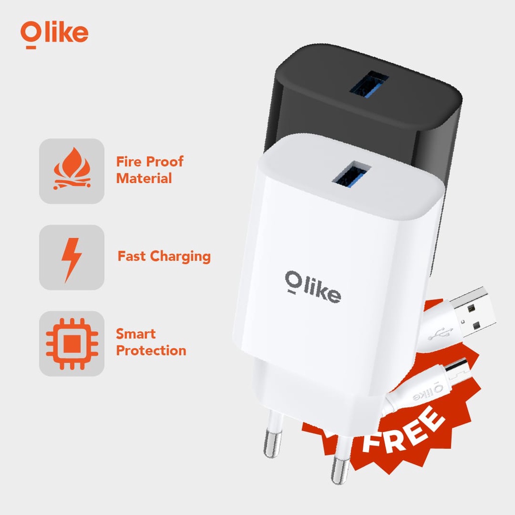 Olike C301 18W Adaptor Charger + Kabel USB-C Type-C Fast Charging Olike Charger Adaptor 18W free Kabel Type C free Kabel Type C C301