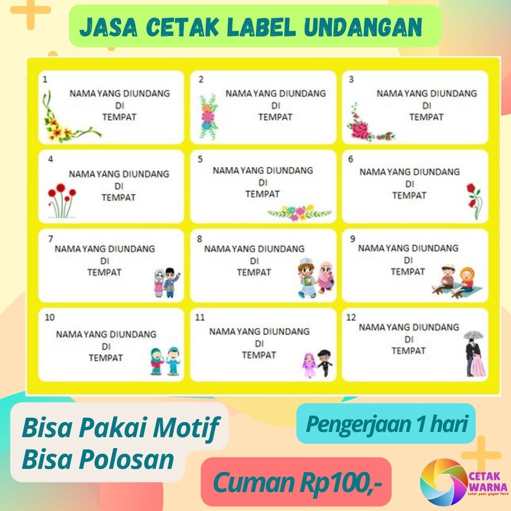 

Cetak Label Undangan | Cetak Stiker Label 103 Polos / Print Label Nama Undangan & Buku Pelajaran Sekolah