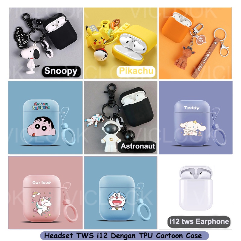 TWS Bluetooth Headset Inpods 12 i12 Earphone Macaron Android IOS Bluetooth 5.0 Hensed Full Bass Dengan Casing Kartun 3D