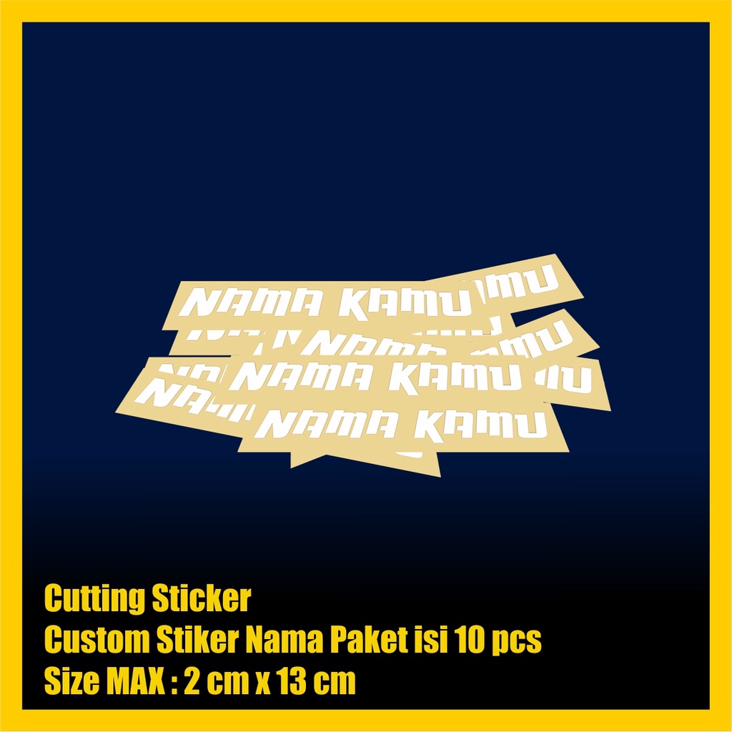 

Sticker Cutting Nama Tulisan Bebas Custom Desain Stiker Cuting