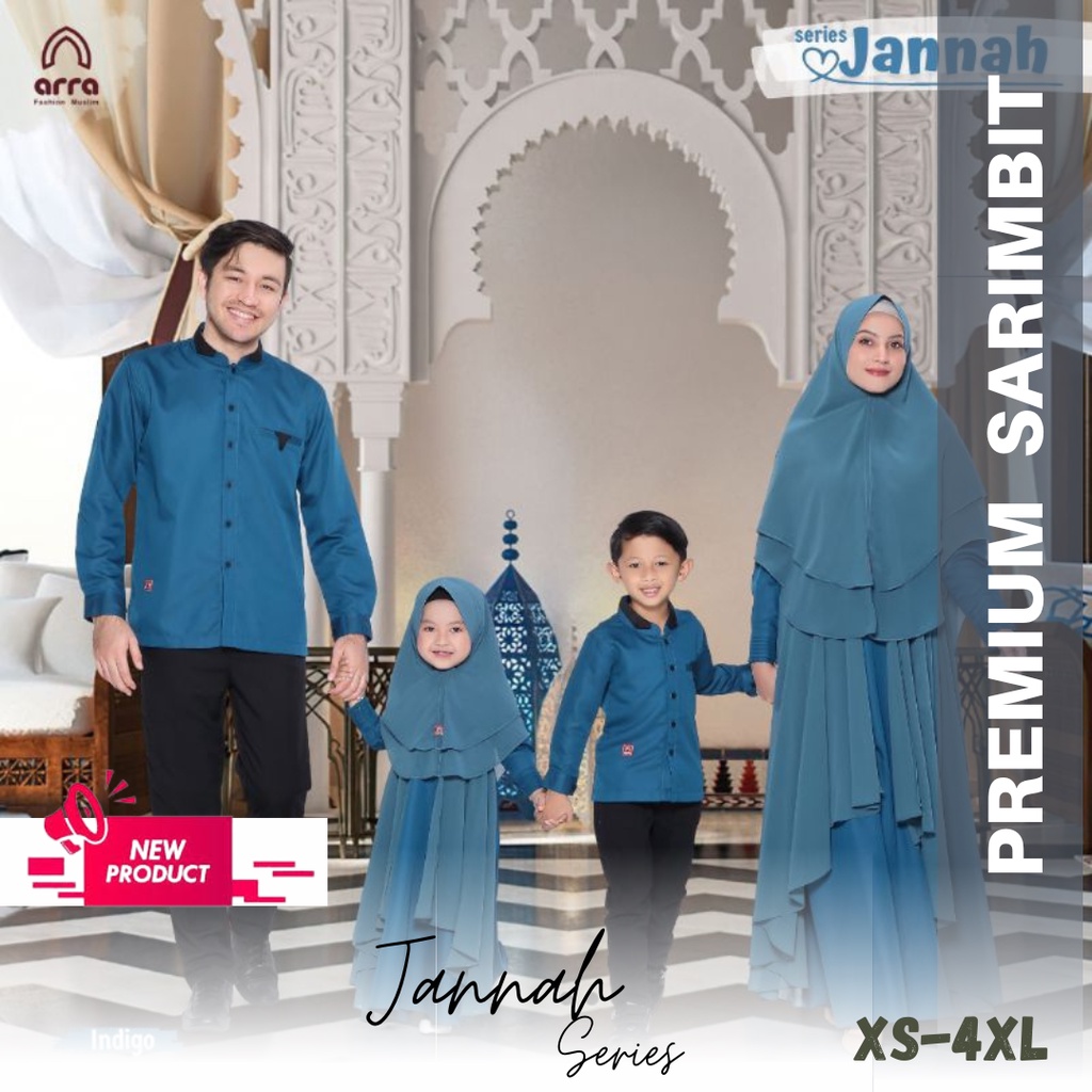 Baju Lebaran 2023 Couple Keluarga Premium Series Jannah Biru Indigo By Arra - Baju Couple Pasangan L