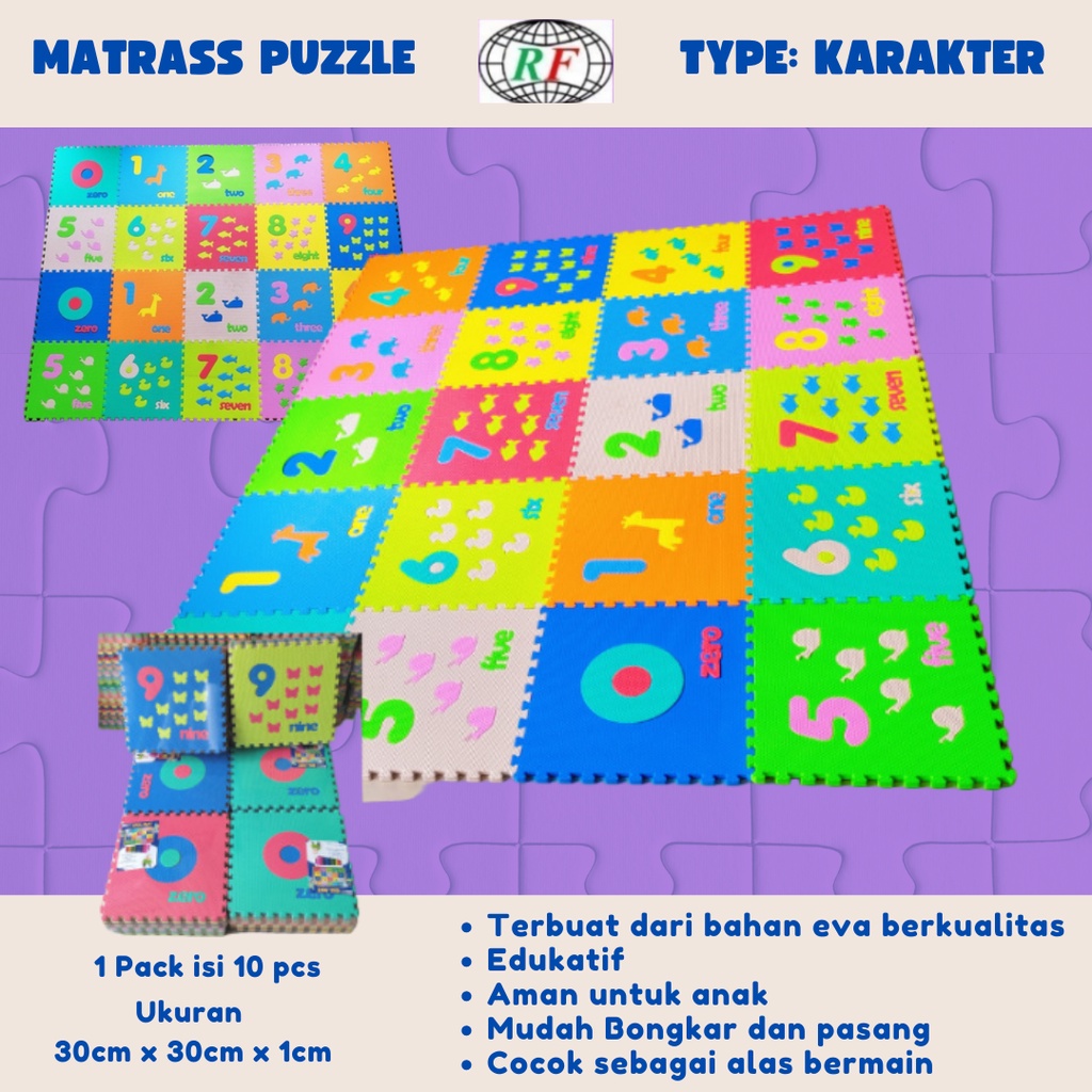 Karpet Puzzle Anak 30cm x 30cm x 1cm Alas Bermain Edukasi Anak KARAKTER