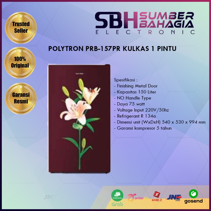 POLYTRON PRB-157PR KULKAS 1 PINTU (NEW) (KHUSUS BANDUNG)