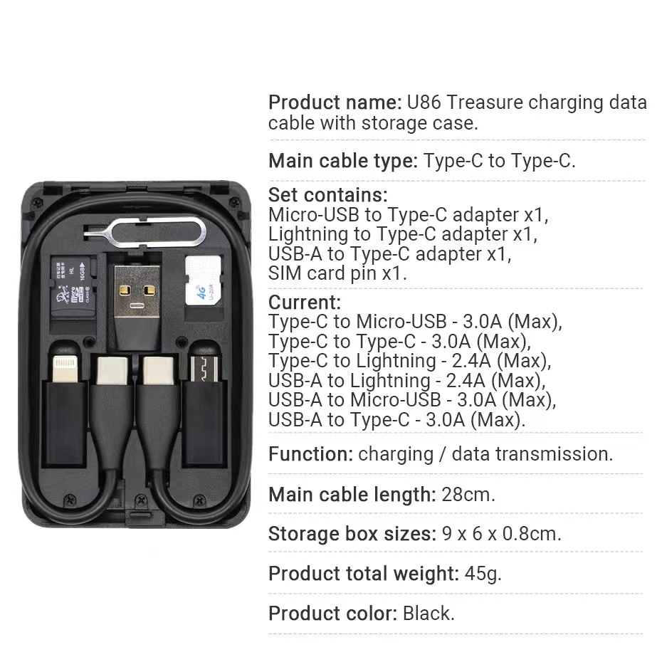 Kabel Type C with Multiple Connector Port USB A / Lightning / Micro USB - UCB39