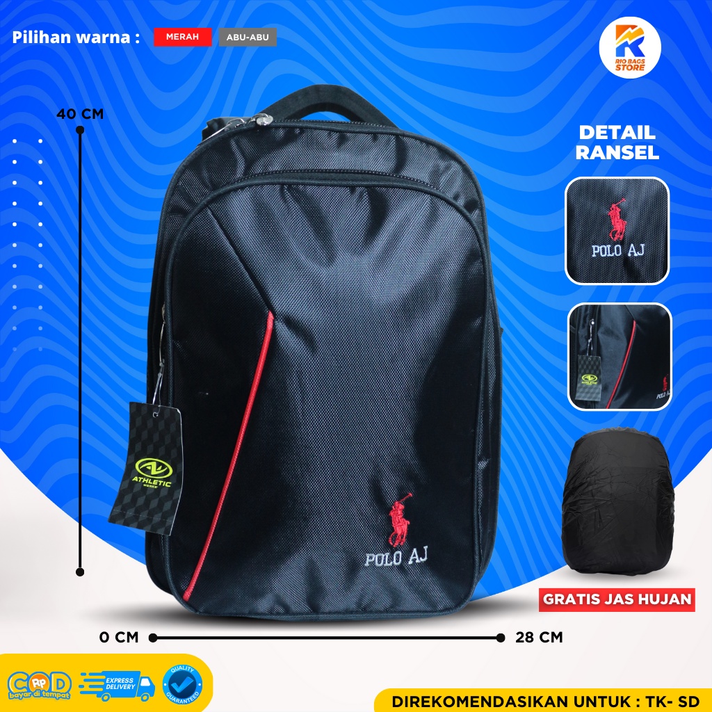 Tas Ransel Polo AJ / Tas Ransel Polo Sekolah TK-SD / Tas Polo Anak Unisex