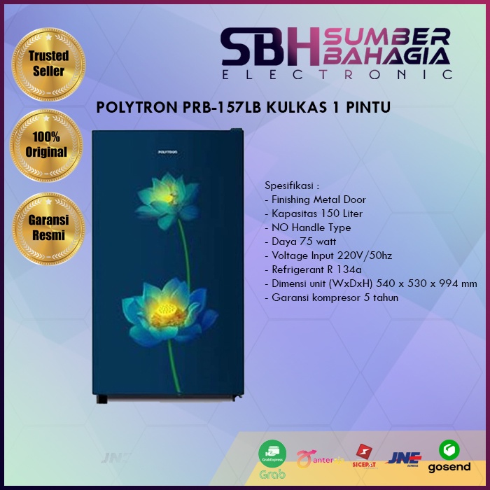 POLYTRON PRB-157LB KULKAS 1 PINTU (NEW) (KHUSUS BANDUNG)