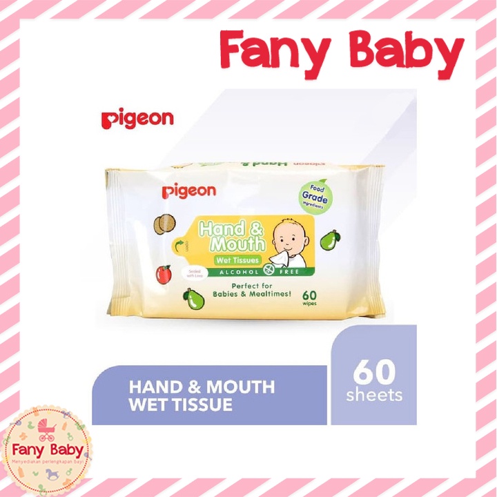 PIGEON BABY WIPES HAND &amp; MOUTH 60PCS [ 1PCS ]