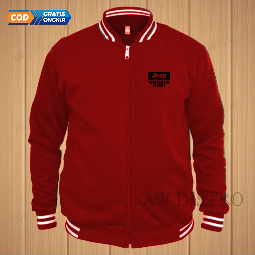 COD Jaket Baseball Varsity Distro Jeep Text Hitam Premium Quality