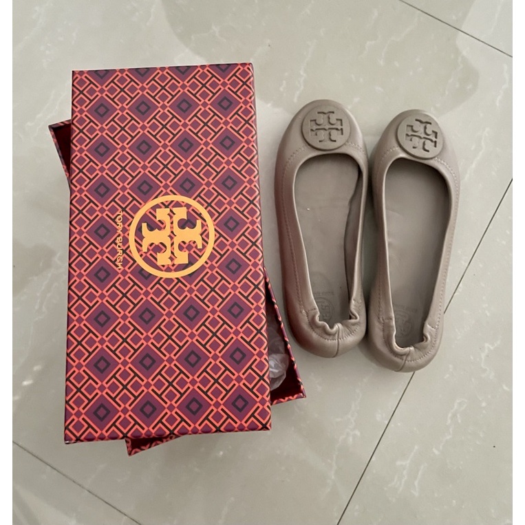 Preloved Original Nude Tory Burch TB Minnie Ballet Flat Shoes size 8,5 / Sepatu wanita teplek