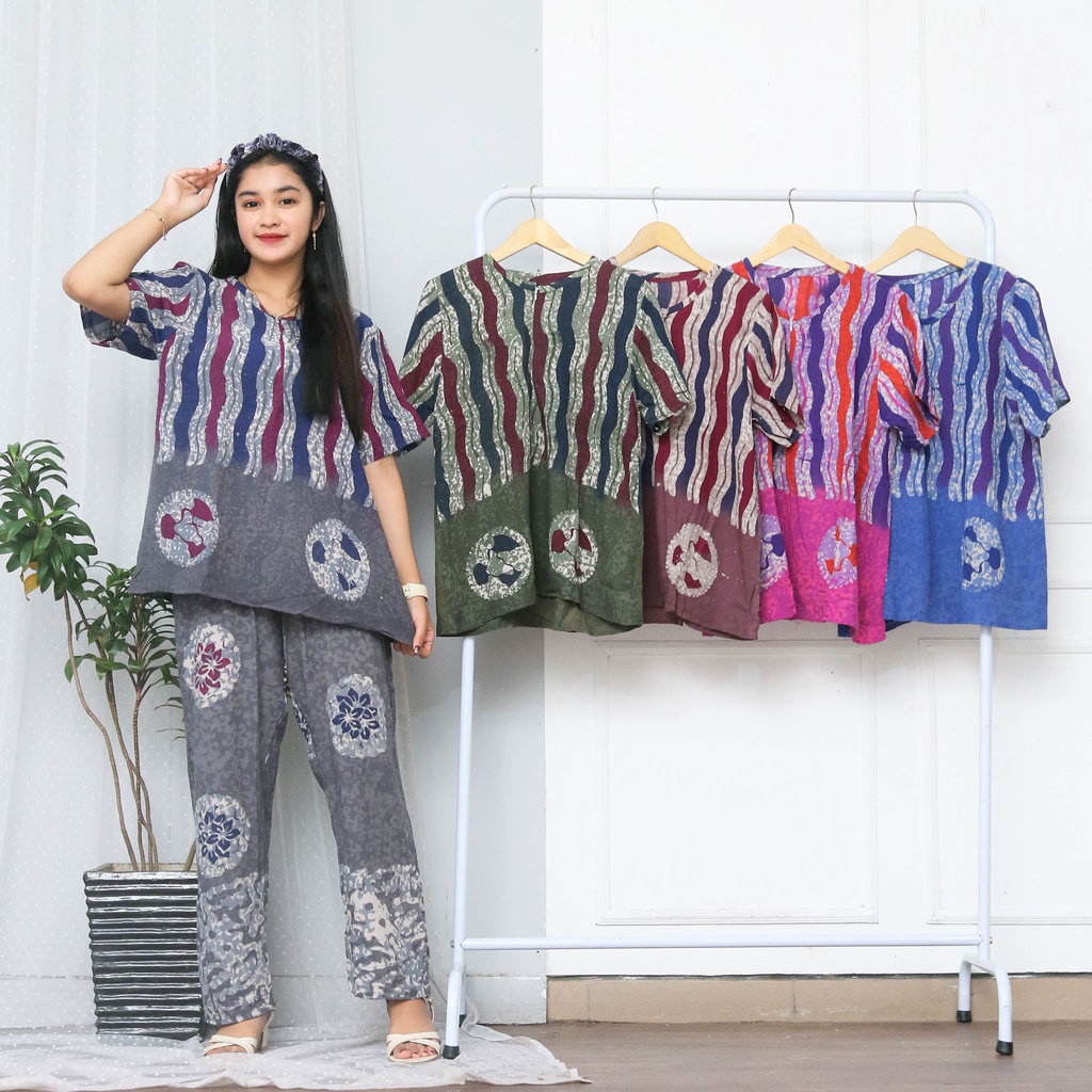 Batik Pekalongan / Setelan celana panjang rayon adem halus / Setelan batik busui friendly / Setelan 