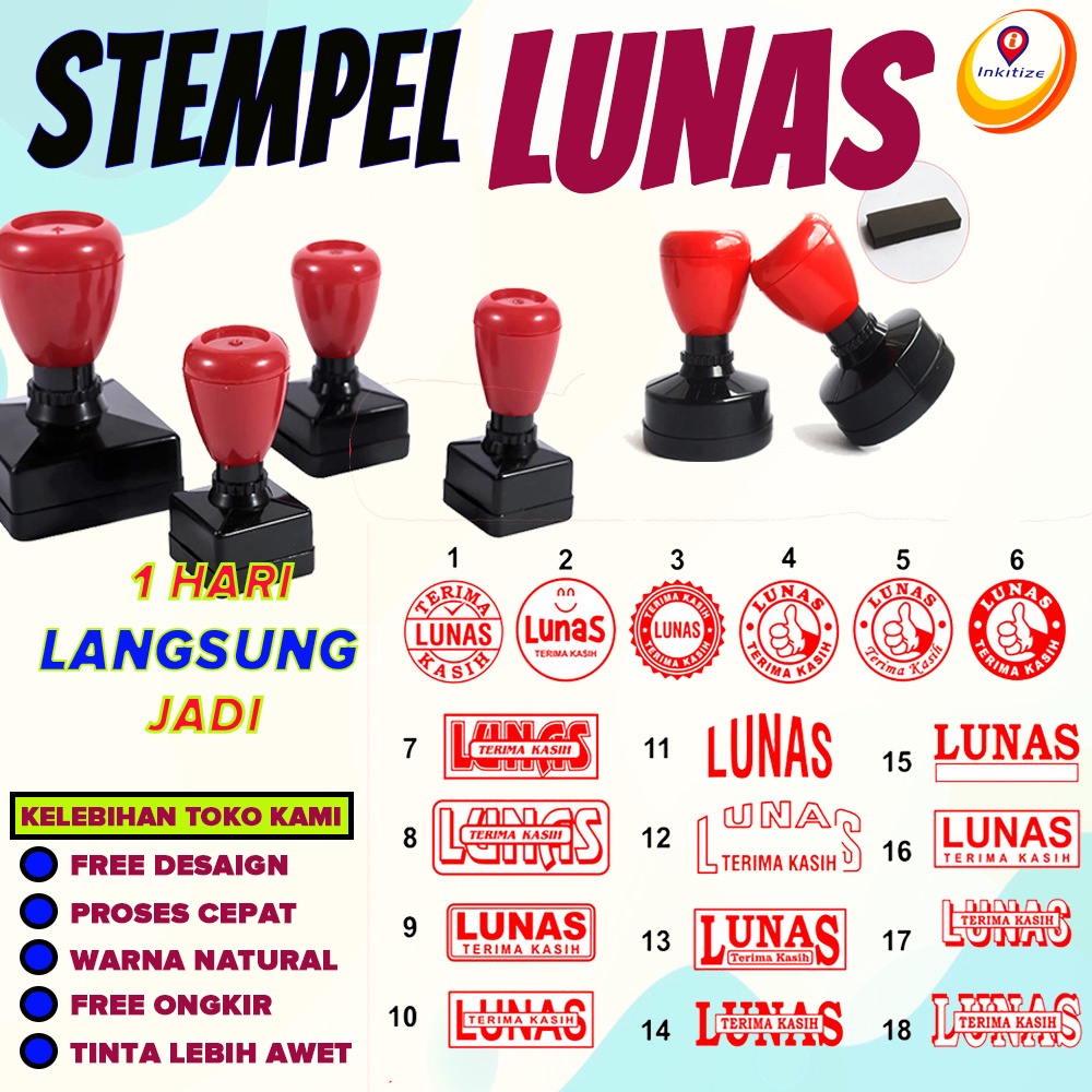 

INKITIZE Stempel Lunas Flash Stempel Cepat Free Desain Semua Ukuran Termurah Bisa COD