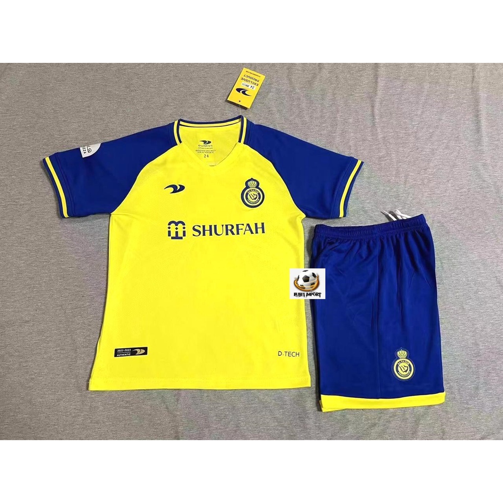 Jersey Baju Bola Anak Al Nassr Home Kids 2022 2023 Fullset Satu Set Grade Ori