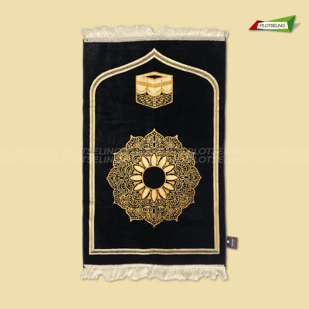 Sajadah Turkey Besar NURTEX Kiswah Hitam Ukuran 53 x 105 cm Sajadah Traveling Motif Kiswah Souvenir Hari Raya Sajadah Umroh Sejadah Sholat Dewasa Sajadah Besar Midi Tebal