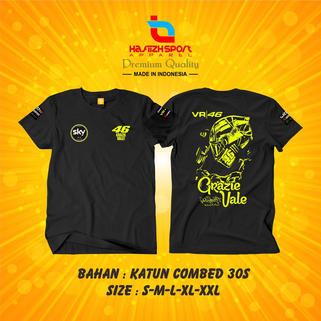 Kaos Baju Valentino Rossi GRAZIE VALE terlaris bisa COD (BAYAR DITEMPAT)