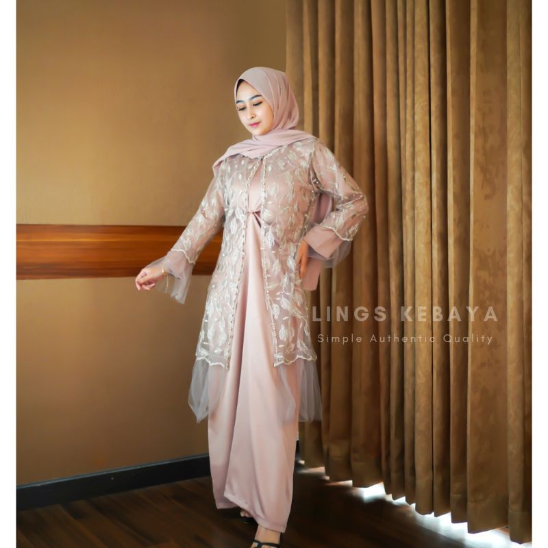 Bridesmaid Dress Kondangan Muslim Inner Outer Kaftan / Sage Green Nude Milo Mauve Taro Rosegold Silver Taupe Lavender Ice Blue Denim