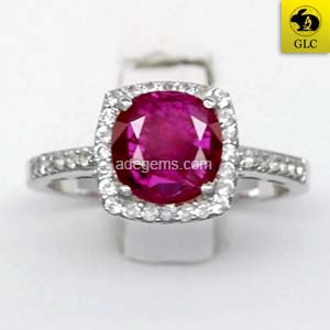 JWR-007 Cincin Perak Sterling Silver 925 Batu Permata Ruby Merah Ungu Natural 1.35 Ct. Unheated Bers