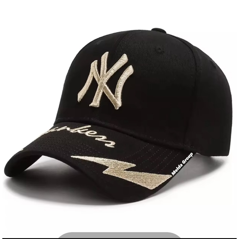 New York Yankees Topi Baseball NY Cap Casual Sport Pria Wanita-Yankes hitam gold