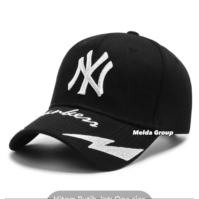 New York Yankees Topi Baseball NY Cap Casual Sport Pria Wanita-Yankes hitam putih
