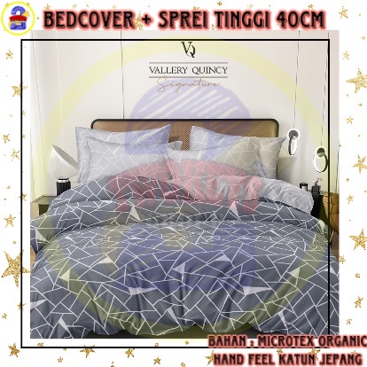 VALLERY Quincy Signature Set Bedcover + Sprei uk 180x200 Tinggi 40 cm Motif Alto Charles Claren Geor