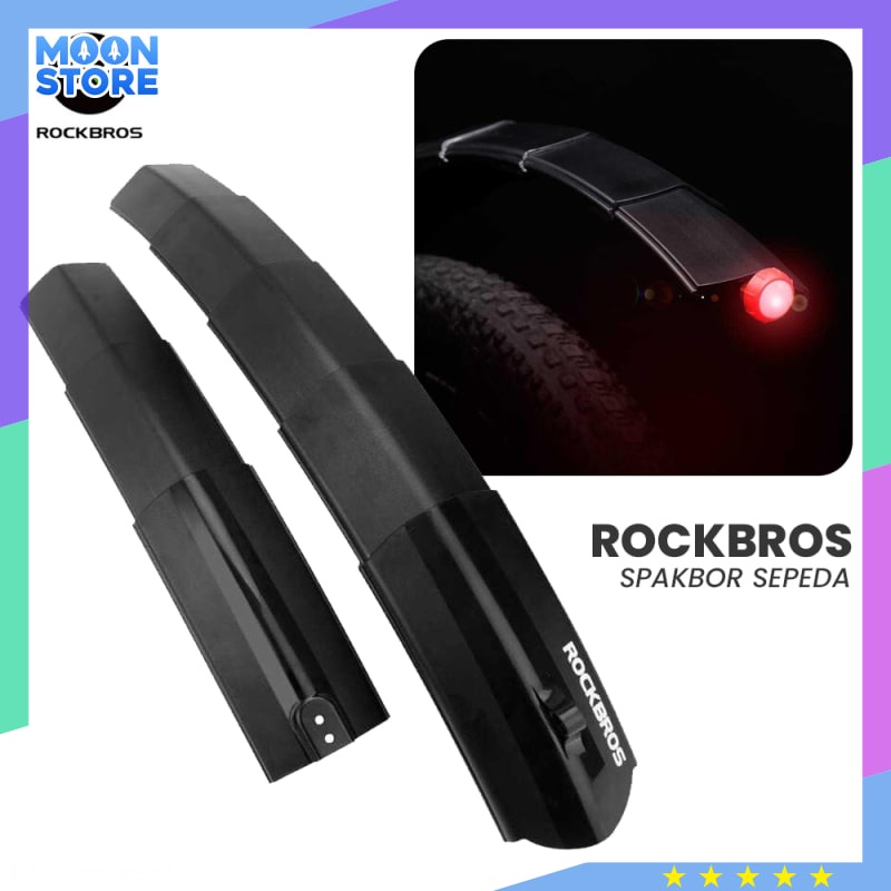 Rockbros Spakbor Sepeda Depan And Belakang Telescopic Folding Mtb Bike Fender With Tail Light Dnb 10