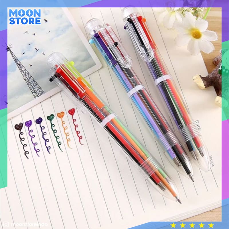 

Pulpen 6 In 1 Pena Bolpoin Warna Warni Multi Colored Pen Multi Color