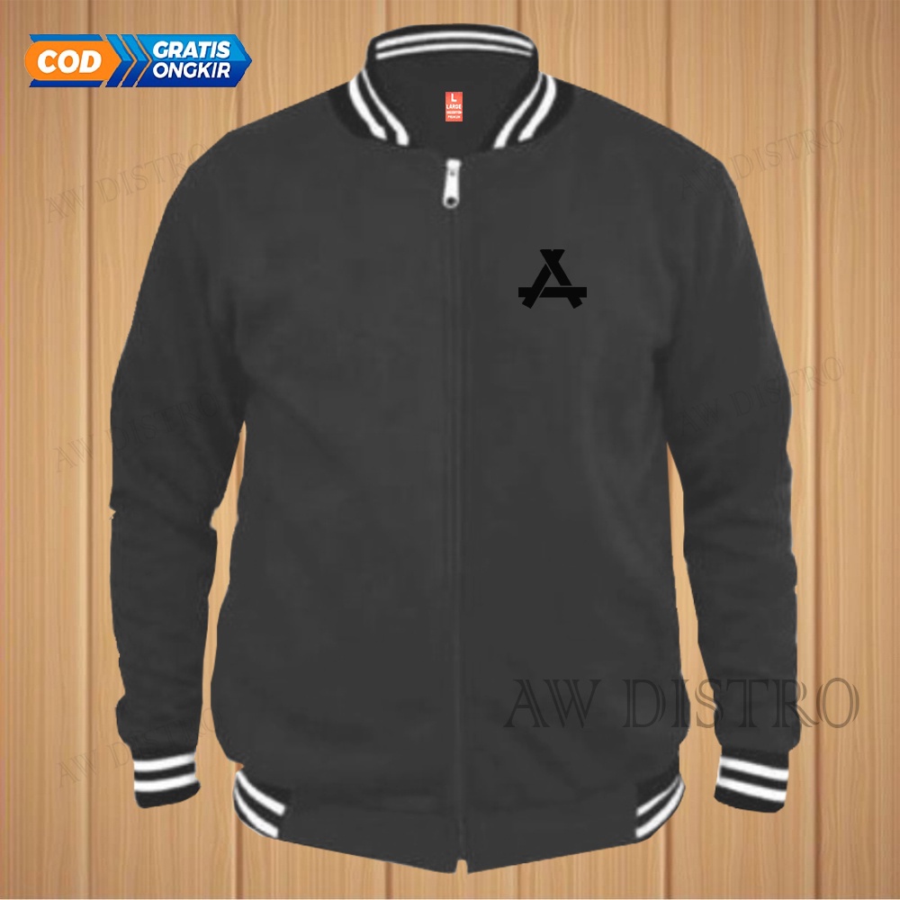 COD Jaket Baseball Varsity Distro Logo APP Text Hitam Premium Quality