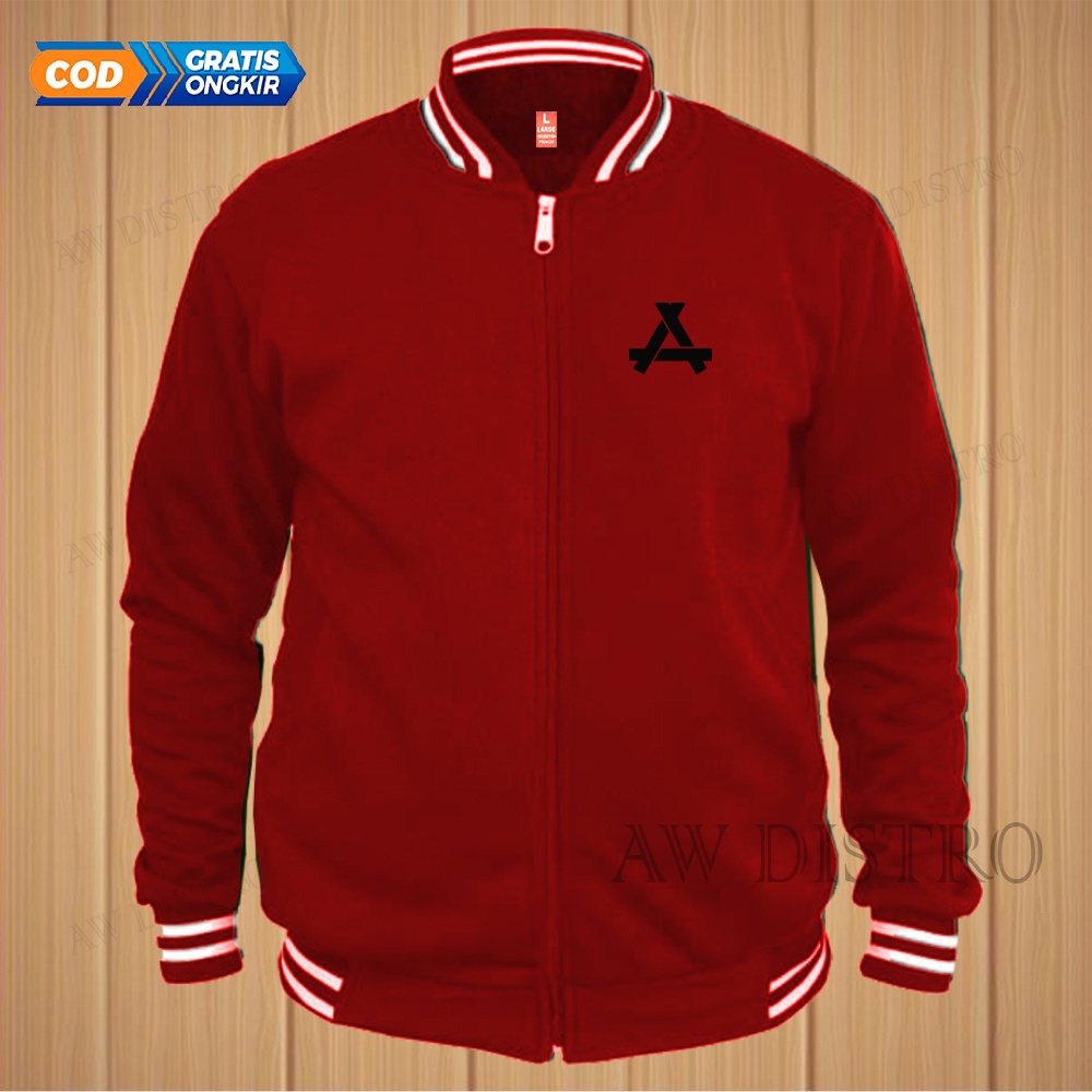 COD Jaket Baseball Varsity Distro Logo APP Text Hitam Premium Quality