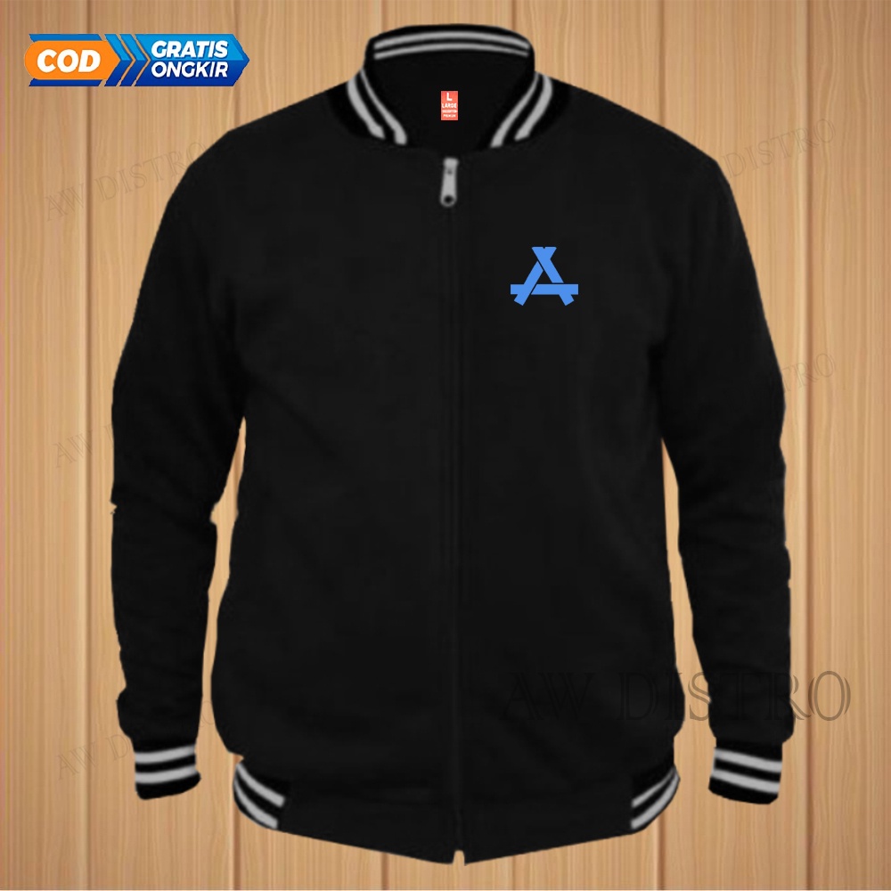 COD Jaket Baseball Varsity Distro Logo APP Text Sky Blue Premium Quality