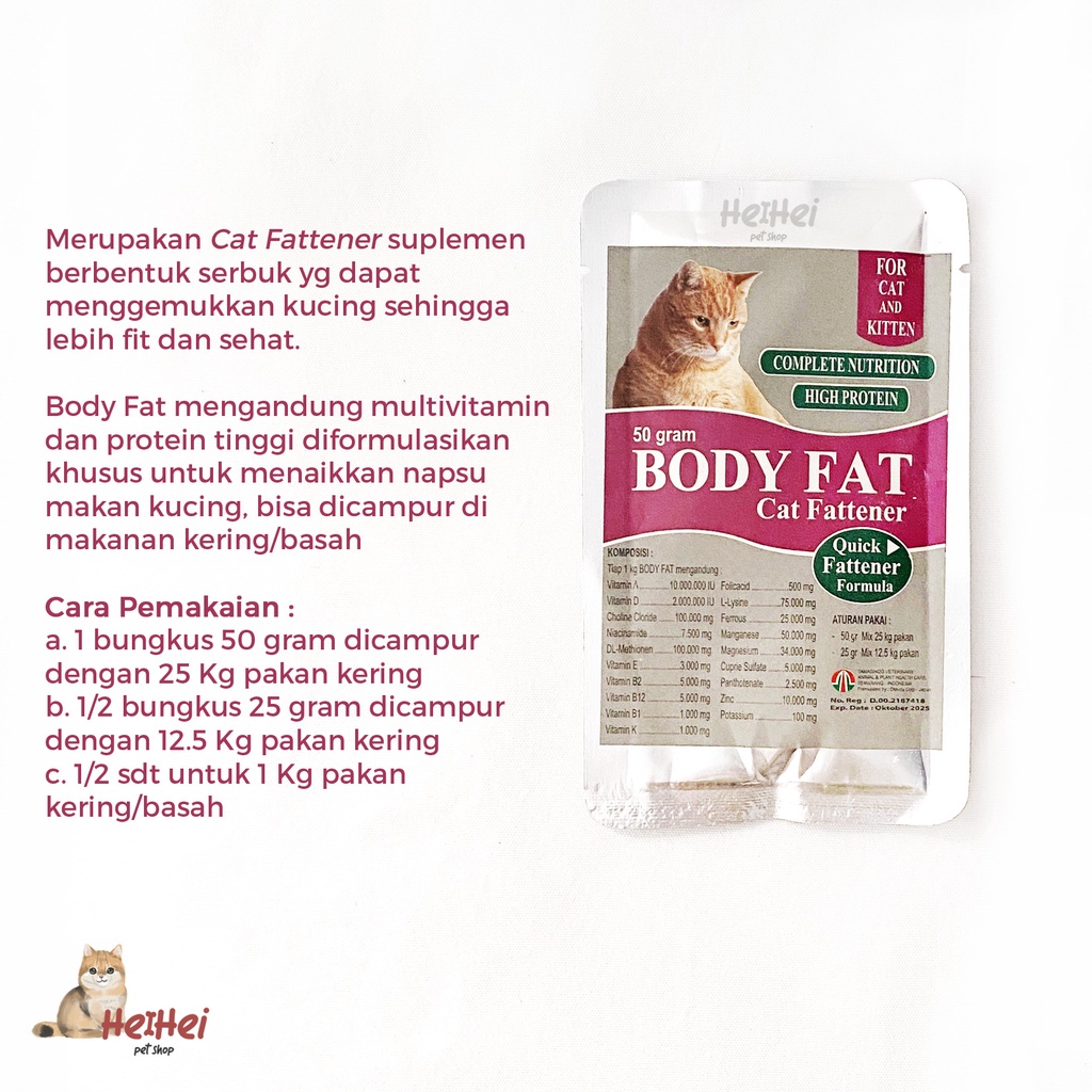 Body Fat Cat Fattener - Obat Bodyfat Vitamin Penggemuk Kucing Nutrisi Kitten Adult Cat