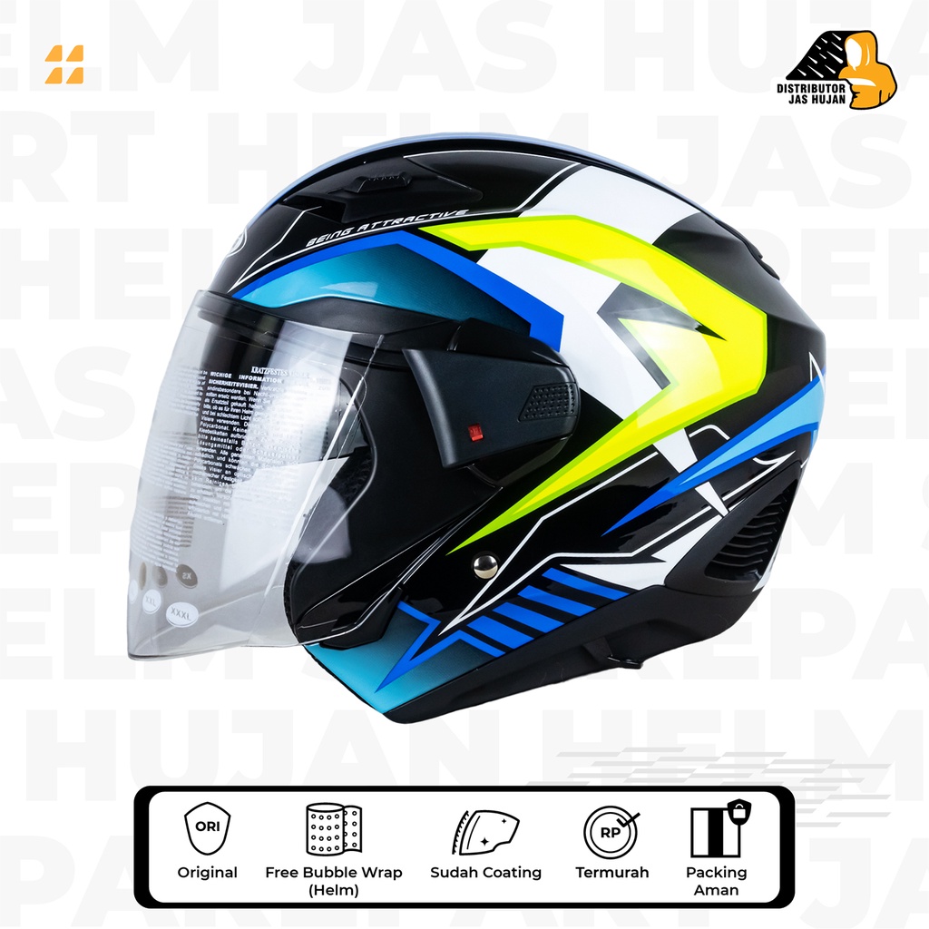 Helm Zeus 611 Motif TT29 Black Yellow Blue