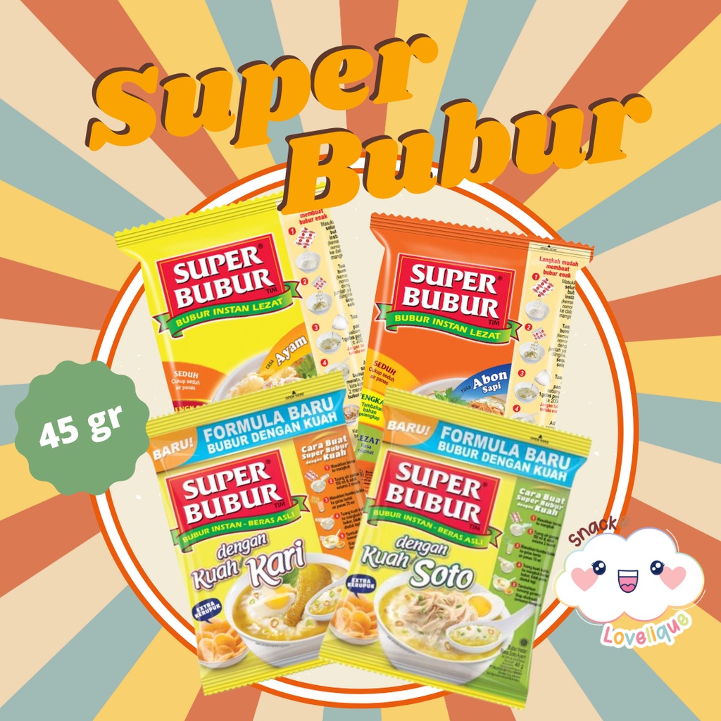 

Super Bubur Single - All Variant ( Ayam / Abon / Soto / Kari ) - Bubur Instan