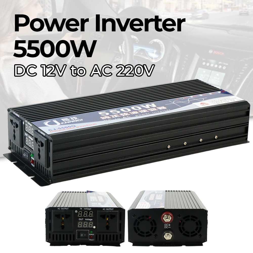 CHANGI Power Inverter Pure Sine Wave DC 12V to AC 220V 5500W - CJ-5500Q - Black