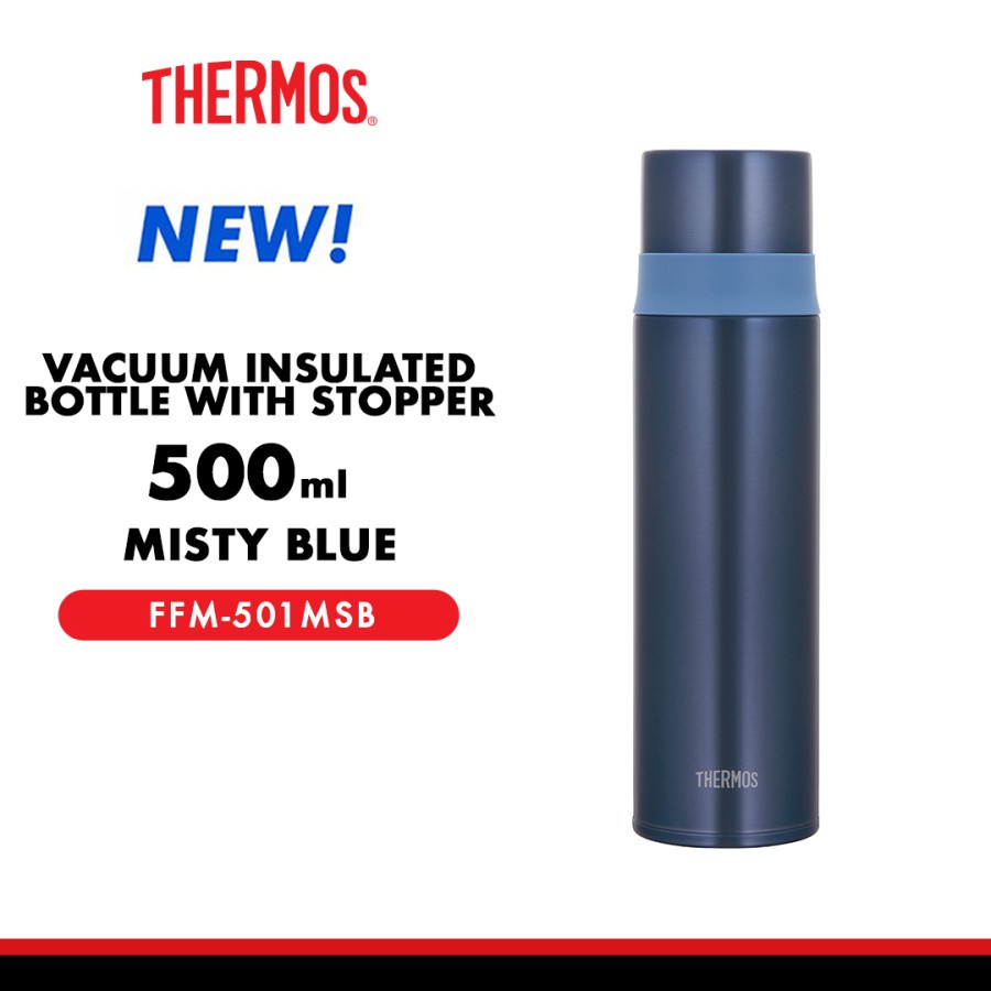 Thermos Vacuum Insulated Bottle with Stopper Misty Blue - 500ml