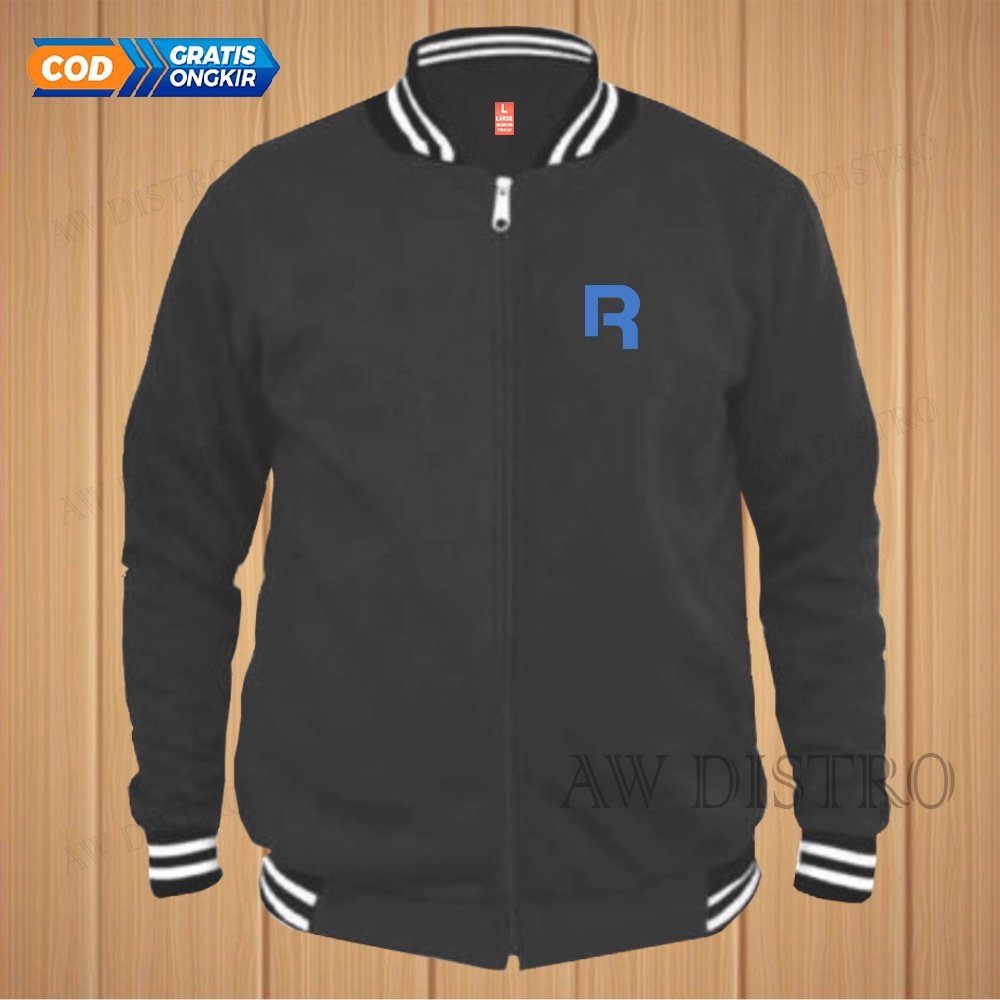 COD Jaket Baseball Varsity Distro Logo R Text Sky Blue Premium Quality