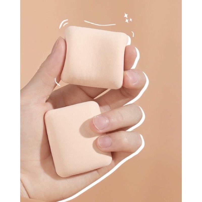 (ISI 2PCS) Sponge Bedak Bulat Segitiga Kotak Spons Bedak Bahan Tebal Spon Bedak