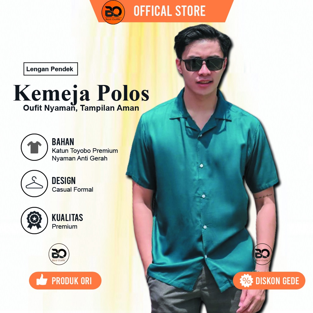 KEMEJA PRIA WANITA ALISAN STANLEY ADAMS LENGAN PENDEK SLIMFIT CASUAL POLOS FORMAL BAJU KANTOR SLIM F