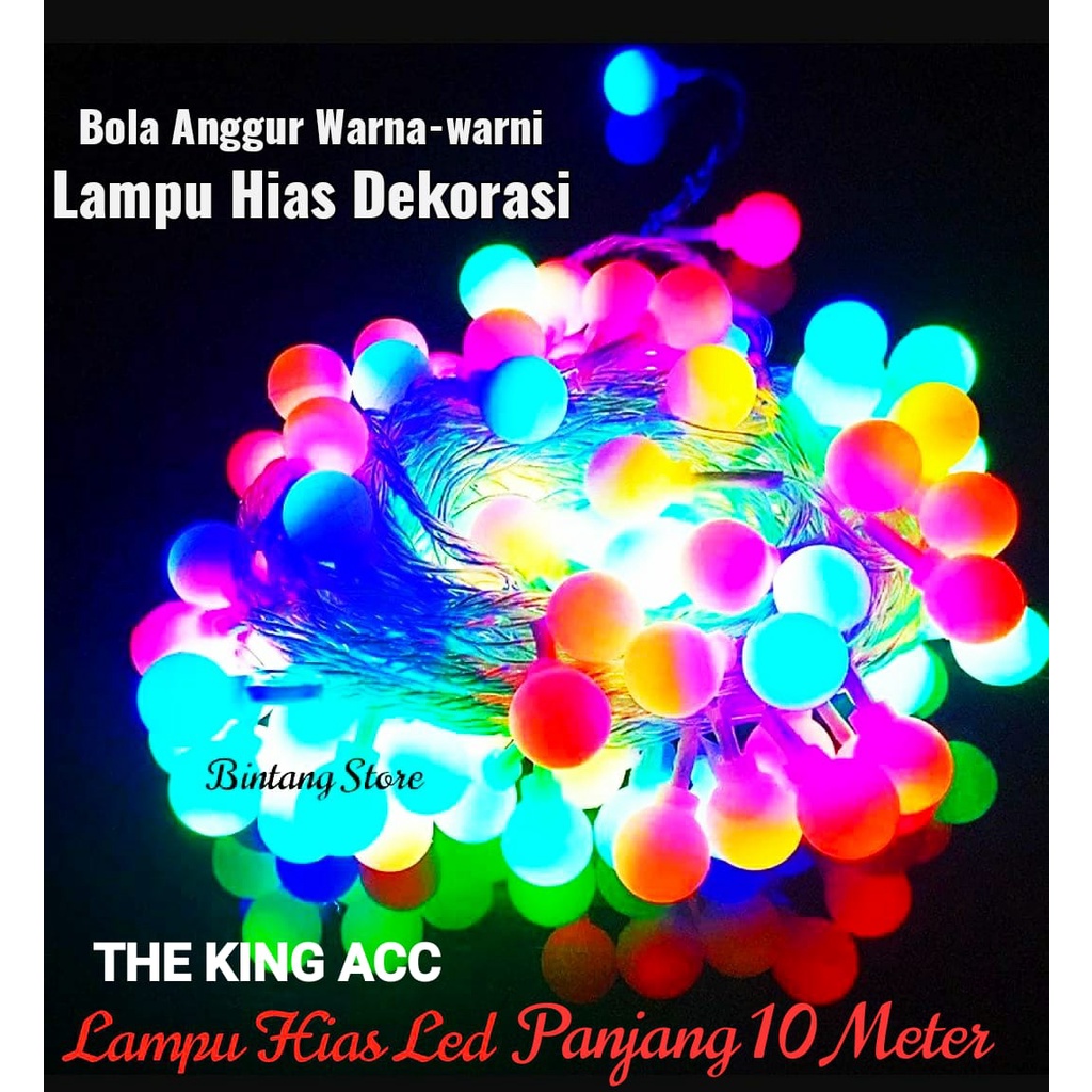 TERBARU PANJANG 10 METER / Lampu Hias Led Lampu Dekorasi Lampu Bulat Bola Anggur & Bintang Kelap Kel