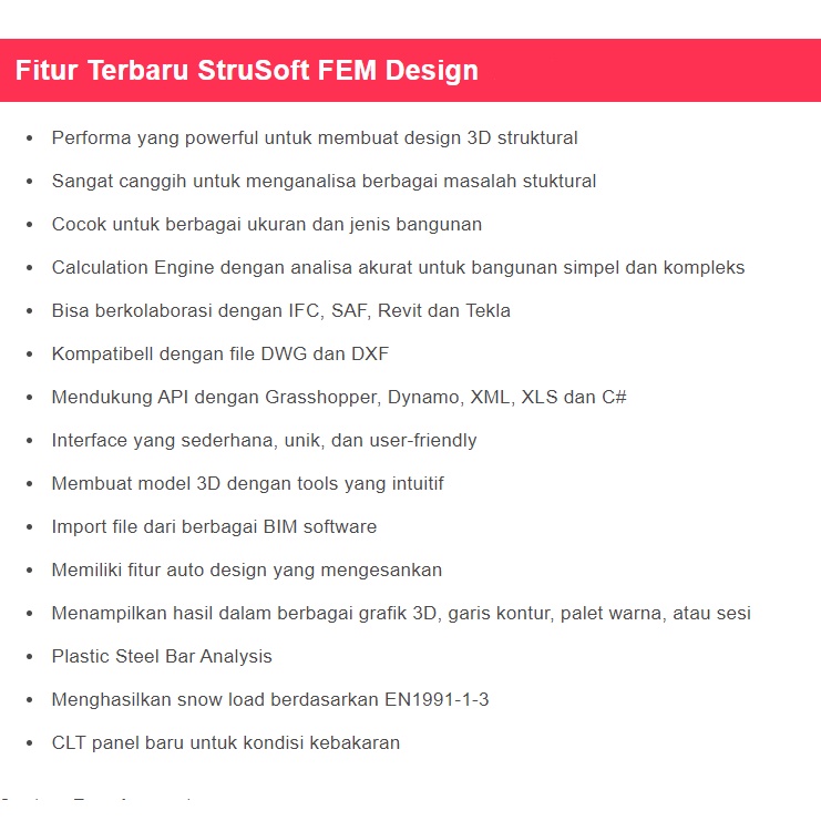 StruSoft FEM-Design Suite 21 Software Design StruSoft FEM Design 2022 untuk membuat design 3D struktural