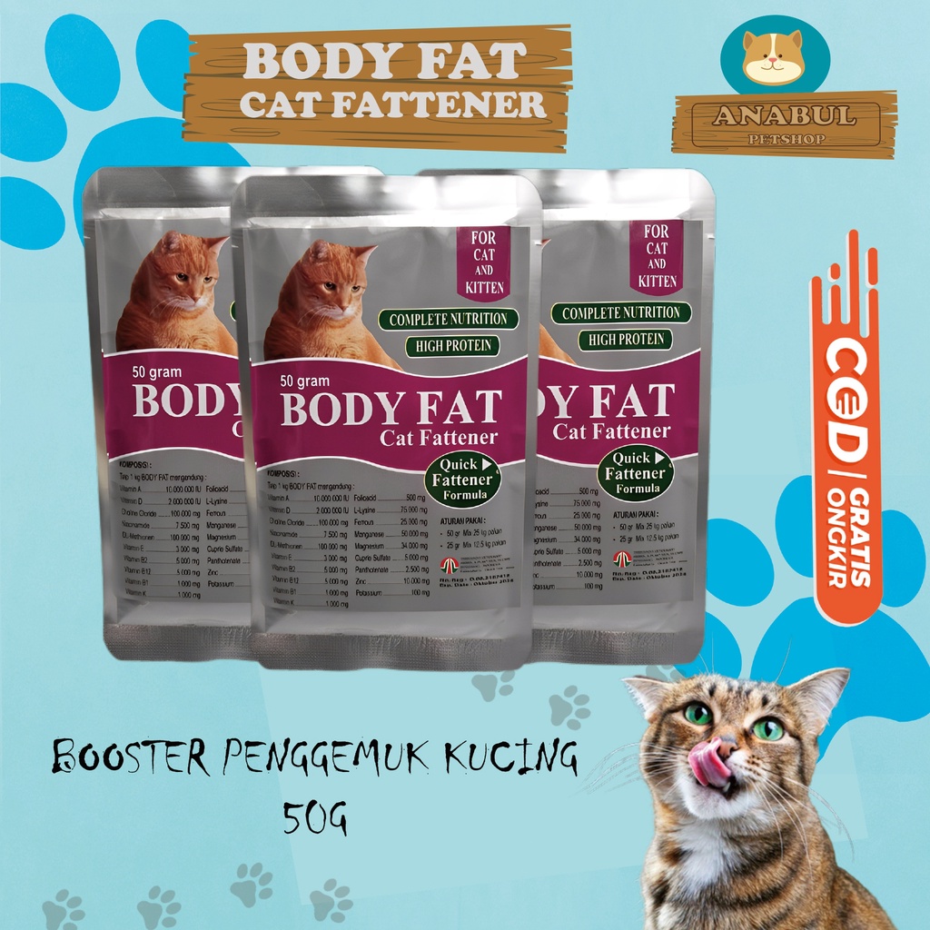 BODY FAT CAT FATTENER - Obat Vitamin Penggemuk Kucing Nutrisi Kitten Cat BODYFAT