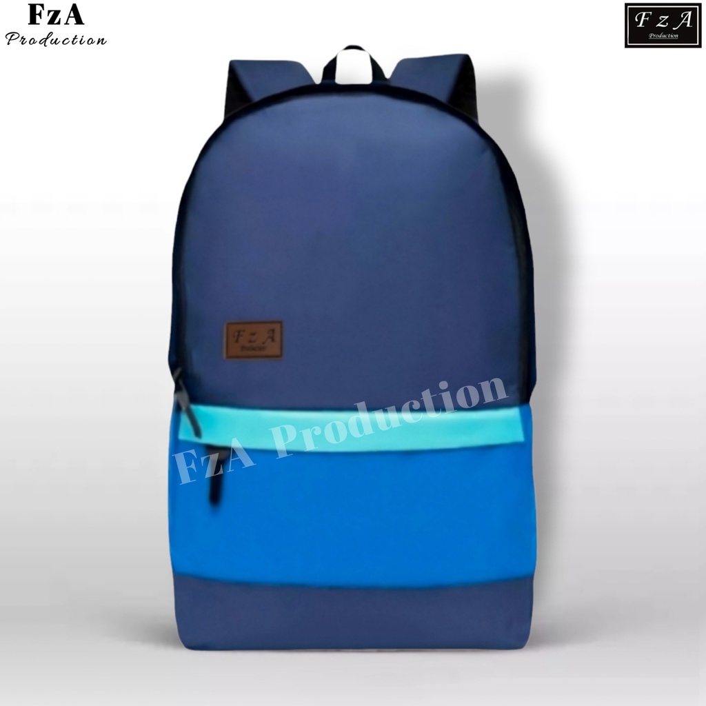 FzA Official - Big Promo..Tas Ransel Punggung Distro Casual Pria Wanita / Tas Ransel Laptop Sekolah Kuliah Bacpack Distro Original - Navy Logo