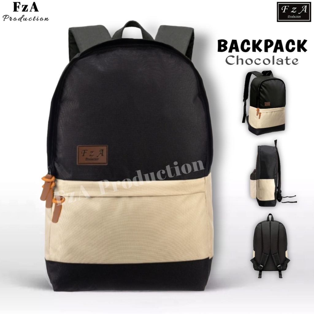 FzA Official - Big Promo..Tas Ransel Distro sekolah kuliah Kerja Pria 4286CV Tas Ransel Laptop - Chocolate