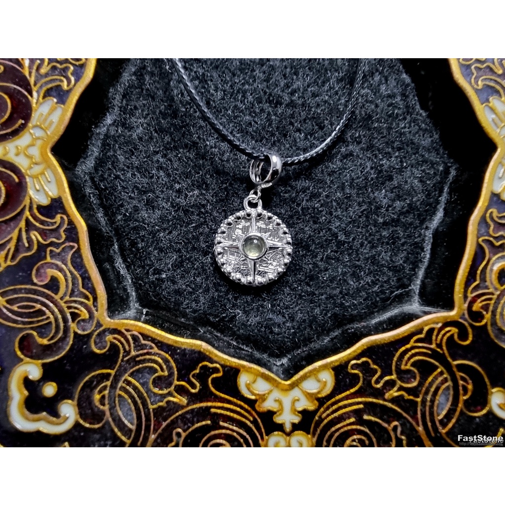 Liontin Pendant Silver 925 Meteorite Muonionalusta Moldavite 12mm A005